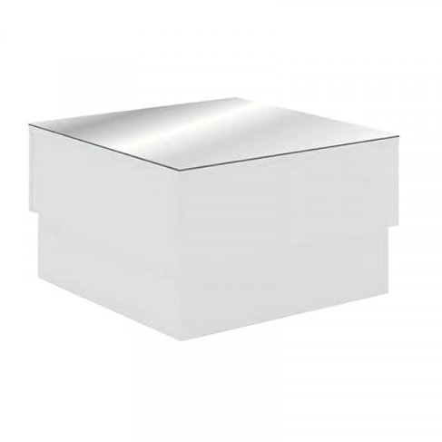 DANSMAMAISON Table Basse carrée Verre Miroir/Bois Blanc - TYPAR - L 60 x l 60 x H 35 cm