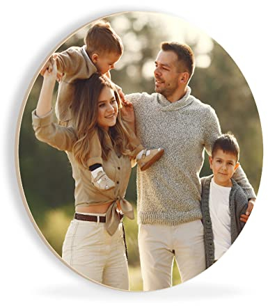 Ihr Foto auf Holz 30x30 cm - Runde Holzbild Holzbilder IHR EIGNES FOTO Wandbild mit Wunschmotiv Kunstdruck Personalisierte Geschenke Hochzeit Männer Frauen Personalisiert Geburtstagsgeschenk