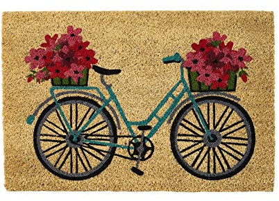 LOLAhome Felpudo Bicicleta Antideslizante de Fibra de Coco Natural de 60x40 cm