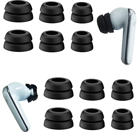 Luckvan rutschfeste Doppelflansch-Ohrstöpsel für Anker Soundcore Life P3 Ersatz-Ohrstöpsel für Soundcore Life P3/P2 Ohrhörer, Silikon, 6 Paar LMS, Schwarz
