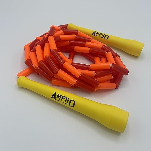 Ampro Force 2.0 10ft Adjustable Beaded Rope - Yellow/Orange/Red - Boxers/Skipping Rope/Boxing/Fitness/Exercises