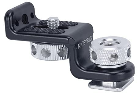 NICEYRIG Camera Monitor Mount with Cold Shoe Adaptor, Adjustable Monitor Holder with 1/4''-20 Screw Bracket for 5and 7 Monitor (Capacity: 3kg)