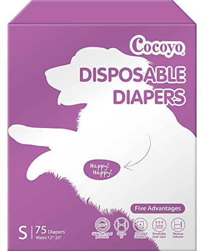 COCOYO Super Absorbent Diapers for Dogs - Puppy, Female, Disposable Female Dog Diapers,Breathable with Wetness Indicator (Small, 75)
