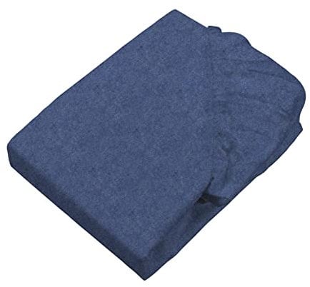 SETEX Feinbiber Spannbettlaken Melange, 180 x 200 cm, ca. 90% Baumwolle/ca. 10% Polyester, Marineblau, 1110 180200 407 306 (SE0)