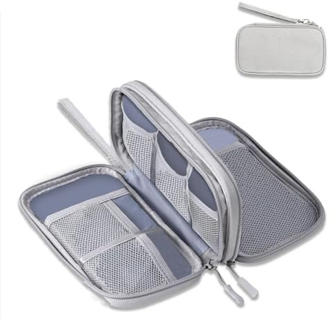 Plstod Kabeltasche Grau Kabel Organizer Tasche Doppelte Schichte Ladekabel Organizer Reise Zubehör Elektronische Zubehör Case für Powerbank USB-Laufwerk Ladegerät Maus SD Karten