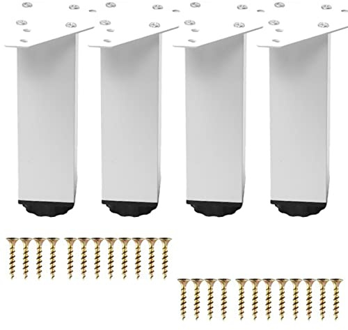 XineYuor 4 Stück Möbelfüße Verstellbare,20cm Metall Möbelfuß Tischbeine Höhenverstellbar,Aluminium Füße Für Möbel,Schrankfüsse für Möbel/Sofa/Tisch/Stuhl/Schreibtisch/Küche/Schrank (20CM, Weiß)