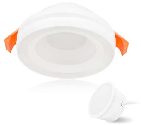 KYOTECH LED Spot Einbaustrahler 230V 5W IP44 Deckenspots Ultra Flach Deckenstrahler 3000K Warmweiß Einbauspots Aluminium/Acryl Einbauleuchten Ø68 mm 400lm für Badzimmer Wohnzimmer Rund Weiß
