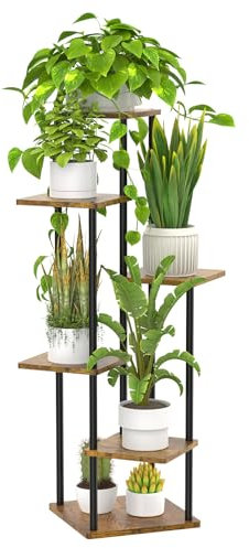 KAZITOO 6 Tier Tall Plant Stands Corner Indoor, 116cm Large Metal Flower Pots Shelf for Multiple Plants, Tiered Plant Holder Display Rack for Garden Patio Office Living Room