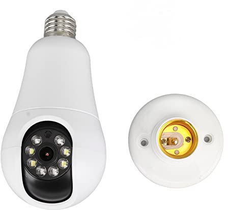 PenRux Light Bulb Security Camera, 5GHz Wireless WiFi Light Bulb Camera with Color Night Vision, E27 Socket, 350° Horizontal & 90°Vertical Light Socket Security Camera