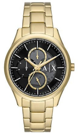 Armani Exchange Orologio da Uomo, Movimento Multifunzione, Acciaio Inossidabile, con Cassa da 42 mm e Cinturino in Pelle o Acciaio, D'oro