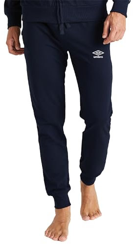 Umbro - Pantaloni della Tuta Lunghi, Joggers in Cotone Leggero per Uomo, Sportivi Leggeri Ideali per Casa, Palestra, Corsa, attività Sportiva, Jogging e Tempo Libero (XXL, Navy)