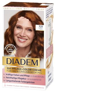 Schwarzkopf DIADEM 3in1 Pflege-Color-Creme 721 Herbst Gold, 1er Pack (1x 170ml), permanente Haarfarbe, Haarpflege-Formel für gesund aussehende Ergebnisse, 100% Grauabdeckung