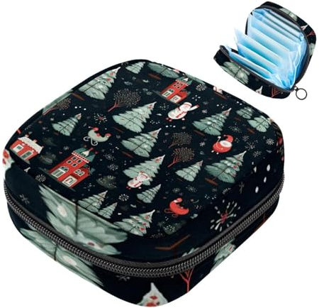 MUOOUM Sanitär-Servietten-Aufbewahrungstasche mit Weihnachtsstock-Muster, tragbare Perioden-Tasche für Frauen, Teenager, Mädchen, Menstruationstasse, Tasche, Stillunterlagenhalter, Farbe 8,