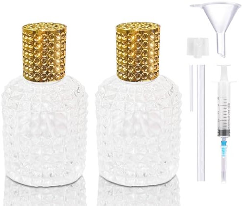 XUSSMM 2 atomizadores de perfume rellenables, frasco de perfume de piña vacío, botella de spray portátil para hombre y mujer con atomizador de perfume, embudos y tapas para perfume, viajes, cosméticos