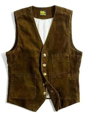 KWTF Fashion Workwear American Vintage Men's Vest Corduroy Jacket British Men Waistcoat Cords Outdoor Hunting Coats Male Clothing