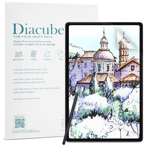 DIACUBE Paperfeel - Pellicola protettiva per Samsung Galaxy Tab S7 FE/Tab S9 FE Plus da 12,4, antiriflesso, opaca, per disegnare e scrivere come su carta, alta sensibilità al tatto, facile