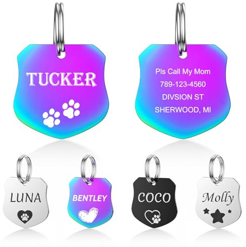 YEHANTI Hundemarke mit Gravur - Hundemarke Personalisiert mit Name, Telefonnummer und Adresse, Edelstahl Namensschild für Halsband, Anhänger Marke für Hunde, Katzen und Welpen (Abzeichen)