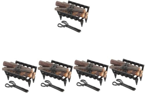 TOYANDONA 5 Sets Puppenhaus-kaminholzständer Miniatur-kaminholzständer Für Puppenhaus Brennholzzubehör Kamin Feuerdekoration Für Das