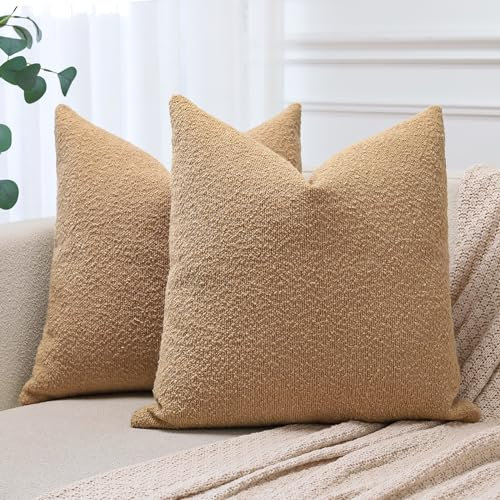 JOTOM 2er Set Boucle Kissenbezüge, Dekorative Weich Einfarbig Wurf Kissenbezug Moderne Kissenhüllen Sofakissen Dekokissen Zierkissenbezug für Wohnzimmer Schlafzimmer Deko (55x55cm, Sonnenuntergänge)