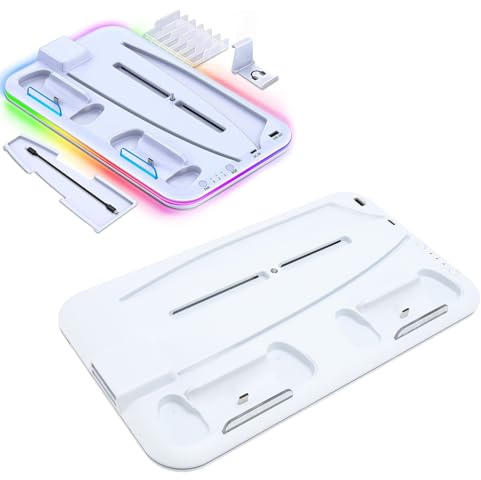 Gugxiom Konsolenkühlständer mit RGB-Licht, Multifunktionales Design, Schnelles Aufladen, Platzsparend, Mehrere Lüftergeschwindigkeiten für Gamer