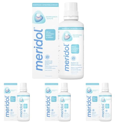 meridol Mundspülung 400ml - antibakterieller Effekt für gesunde Zähne & Zahnfleisch, ohne Alkohol (Packung mit 4)