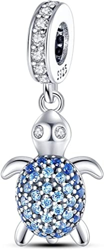 Mum Daughter Mom Birthday Turtle Dog Family Heart Charm Bead Pendant 925 Sterling Silver Compatible With Pandora Charm Moments Bracelet (Sea Turtle Crystal)