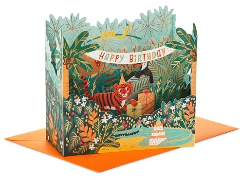 Hallmark Geburtstagskarte für Kinder, 3D- und Pop-Up-Karte, Dschungel-Design, Tochter, Sohn, Schwester, Grün, Gold