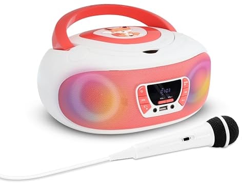 MOOOV 477409 Lettore CD Radio FM Karaoke con Microfono ed Effetti Luminosi - Funzione Wireless BT