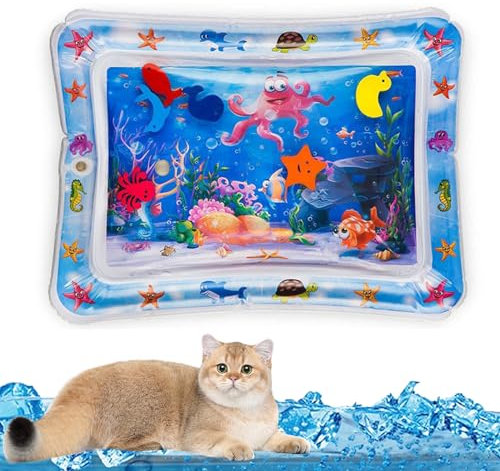 Tapis de Jeu Sensoriel à l'Eau pour Chat - Tapis de Refroidissement Gonflable, Jouet Interactif pour l'Été (#2)