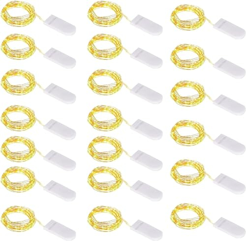 ZWOOS LED Drahtlichterkette Batterie, Lichterkette Klein mit Batterie, 1M 10 Micro LEDs Lichterkette LED Lichterkette Batterie Kupfer Drahtlichterkette, für Party Dekor, Warmweiß (20)