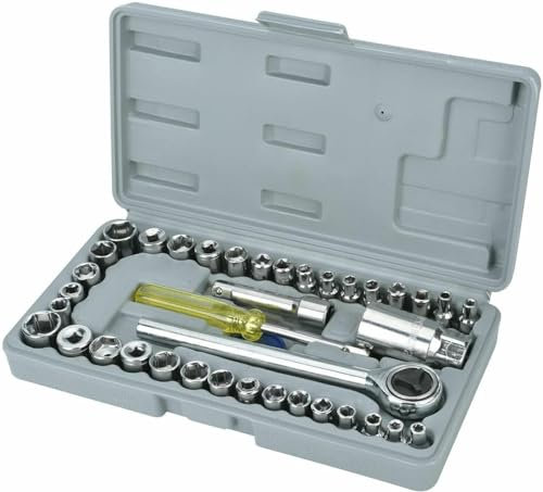 DEZYN -0641837585379 40pcs Socket Set Socket Adaptors Set 1/4&3/8 Drive Ratchet Car Wrench Flexiable Repair Tools