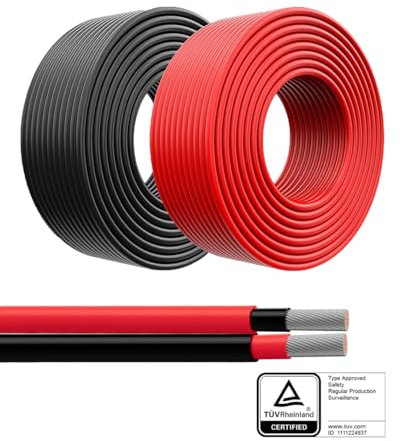 Electrofy Solarkabel 6mm2 Zertifiziert/Geprüft - PV Kabel für Photovoltaik, Solarpanel, Wechselrichter, MC4 Verlängerung, Stecker – Solar Kabel 10-100m (Rot, 40m)