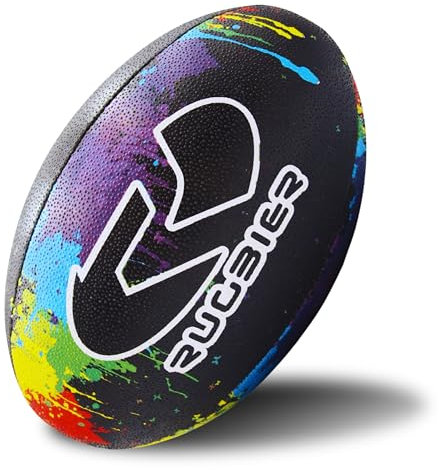 RUGBIER – Trainings-Rugbyball Größe 5 – Premiumqualität – Für Training und Spiel – Herrenmannschaften & Seniorenteams – Multicolors