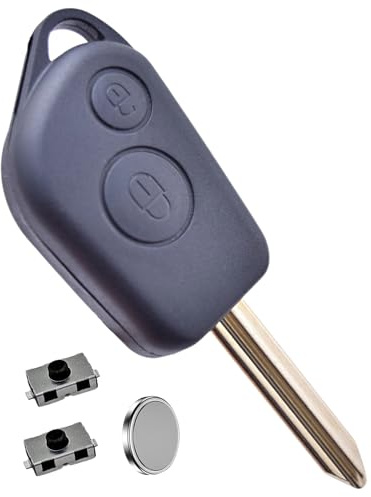 ANGOFIZ Schutzhülle für Fernbedienungsschlüssel Kompatibel mit Citroen Berlingo Picasso Saxo Xsara Peugeot Partner Leertaste + 2 Drucktasten Switch + Batterie