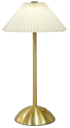 HyDlan LED Tischleuchte Kabellos Touch Dimmbar 3 Farbtemperatur Nachttischlampe, Akku Tischlampe Aufladbar, Metallmaterial, Für geeignet Restaurant, Lesen Schlafzimmer, Kaffeehaus (Beige A)