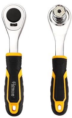 Hoteche Universal-Ratschenschlüssel 7-19mm, Aluminiumlegierung & CRV, vielseitige Steckschlüssel mit ergonomischem PP+TPR Griff, ideal für Autoindustrie, Heimwerker, Bau und mehr