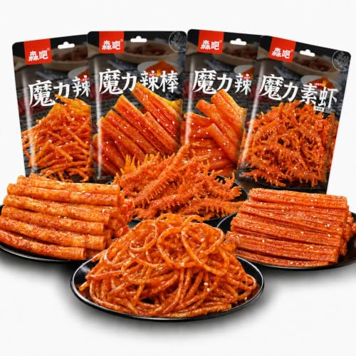McKona Würzig Gewürzte Snacks Latiao Süß Und Würzig Chinesische Würzige Snacks Klassische Hot Strips Fürs Büro Lässiger Snack Vier Packungen（65g×4Packungen）
