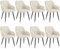 WOLTU Chaises Salle à Manger Lot de 8, Chaise de Cuisine en Velours, Assise Rembourrée avec Accoudoirs et Dossier, Pieds en Métal, Blanc, BH352cm-8