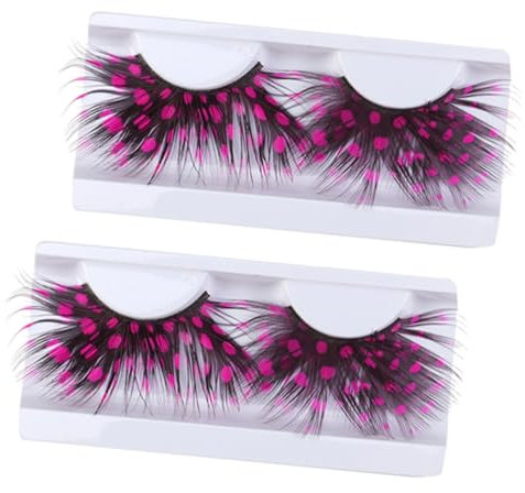 CRILSTYLEO Lot de 2 paires de faux cils naturels maquillage faux cils faits à la main réutilisables charmants roses