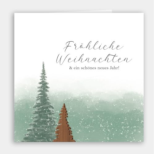 Original Holzgrusskarte – Besondere Weihnachtskarte mit 3D-Holzsticker Baum – Grußkarte für Weihnachtsgrüsse, Fröhliche Weihnachten, Frohe Weihnachten, Weihnachtskarte mit Umschlag