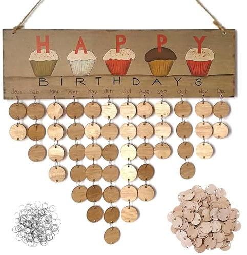 Hängen Geburtstagskalender, Hölzerne Kalender, Geburtstagskalender Holz, Bastelkalender Ohne Jahr, DIY Kalender Geschenk, für Heimtextilien, Geburtstagsparty Erinnerung Plaque, Dekoration
