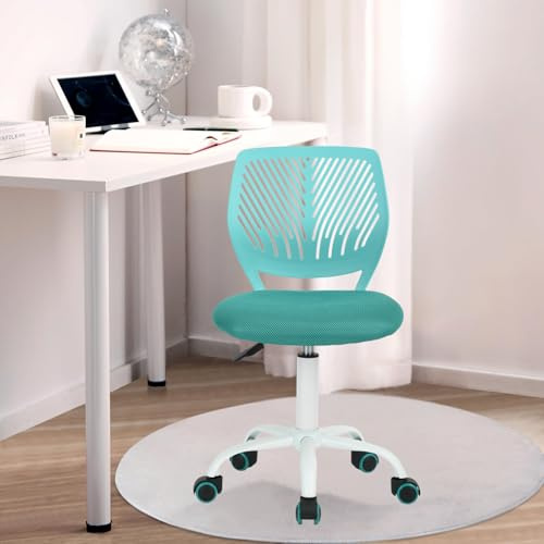 FurnitureR Kinder Schreibtischstuhl, Verstellbarer Höhendrehstuhl mit kleinem Loch Rückenlehne Design, passend für Kinderzimmer oder Arbeitszimmer, grün