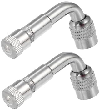 Partuto Tyre Valve Extension Adaptor 90 Degrees Copper Nickel Plated 2 Pcs | Copper Nickel Plated, Silver Tone, Direct Replacement