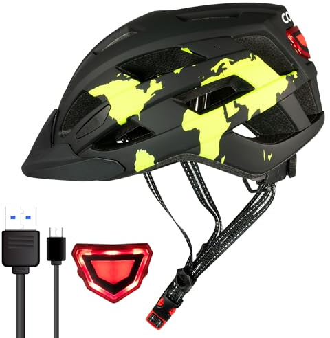 Coozi Kids Helmet | Kids Bike Helmet Age 5-12 Girls & Boys - LED Cycling | LED RECHARGEABLE LIGHT: adjustable · scooter · skateboard · lightweight · visor · multi-sport · teens
