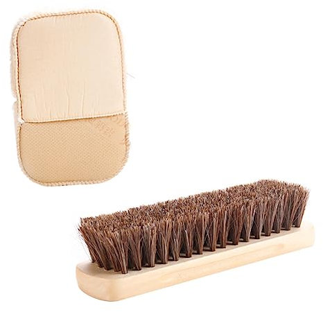 Mobestech Leather Care Package 2pcs Cleaning Tools Set: Mitt Horsehair Brush for Home Auto Upholstery Stain Random Color