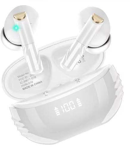 Conyat Bluetooth Kopfhörer, Kopfhörer Kabellos Bluetooth 5.4 mit HD Mikrofon, ENC Call Noise Cancelling Wireless Kopfhörer, 48H Tiefer Bass In Ear Kopfhörer, IP7 Wasserdicht Ohrhörer, Weiß
