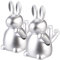 infactory Figuren: 2er-Set Winke-Hasen, 20 cm, Batteriebetrieb, EIN/Aus-Schalter, silbern (Tierfiguren, Winkender Hase, Batterien)