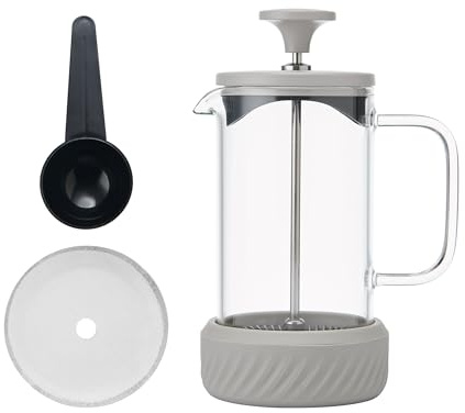 La Cafetière 'Zero' 3 Tassen Cafetière, lattefarbener Edelstahl No Mess French Press mit Borosilikatglasbecher, abnehmbarer Boden zur Kaffeesatzentsorgung, in Geschenkverpackung, 350 ml