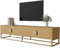 LERFAN Mobile TV da 180 cm, con venature del legno, moderno armadio da pranzo, 4 ante, maniglie semicircolari
