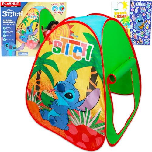 Stitch Pop Up Tent for Kids - Bundle with Disney Play Tent for Boys and Girls Plus Stickers, More | Lilo and Stitch Tent for Kids, Toddlers